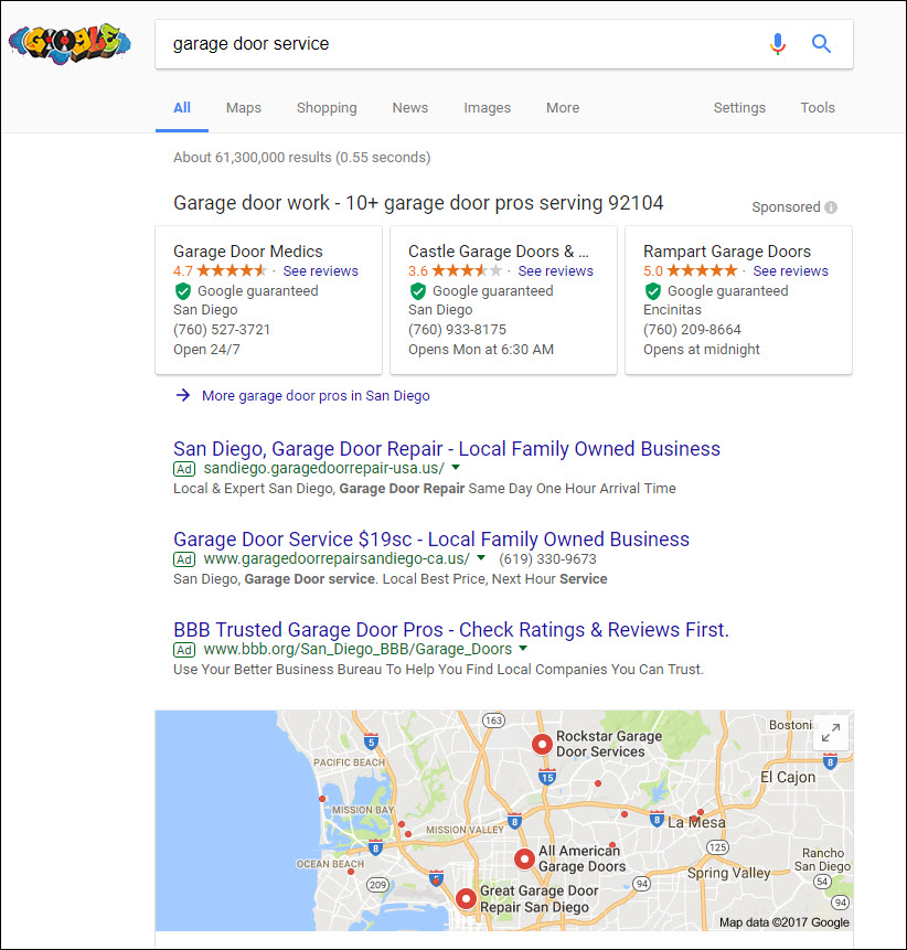 Google Home Services Garage Door Search Results